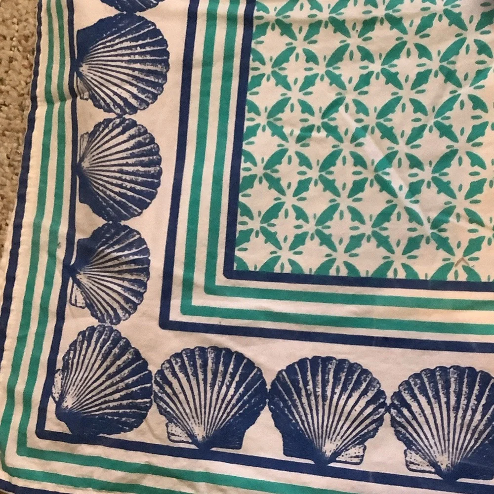 Nicole‎ Miller Teal, Navy & White Striped Lightweight table cloth, cotton
